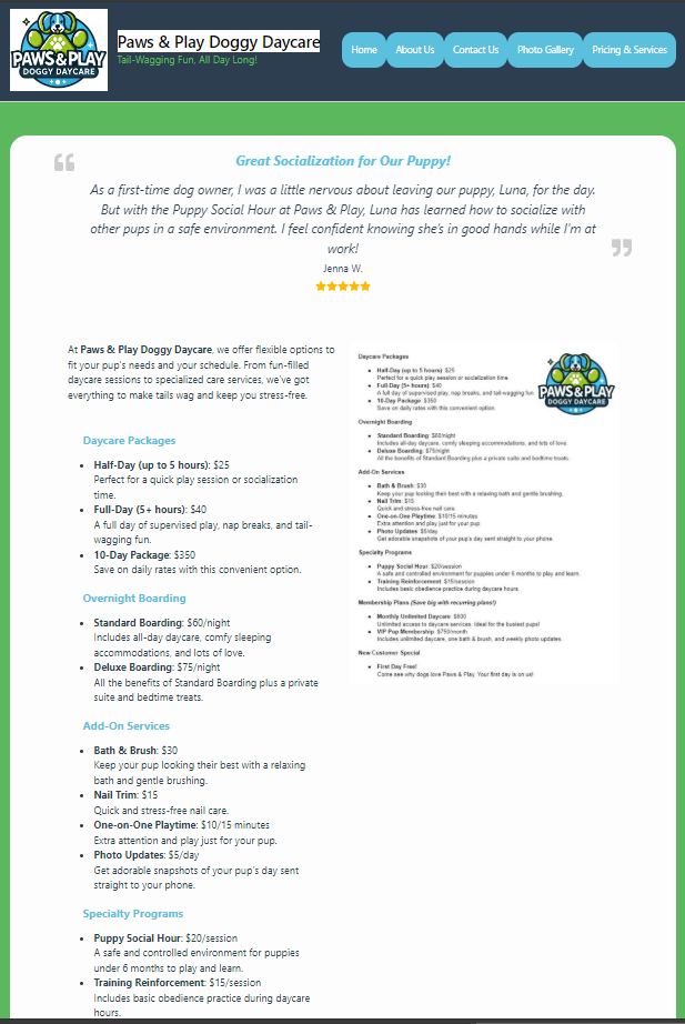 Paws & Pay Website Services